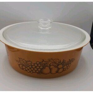 Vintage PYREX Old Orchard Big Bertha 4 Quart Casserole With Lid 644 Corning